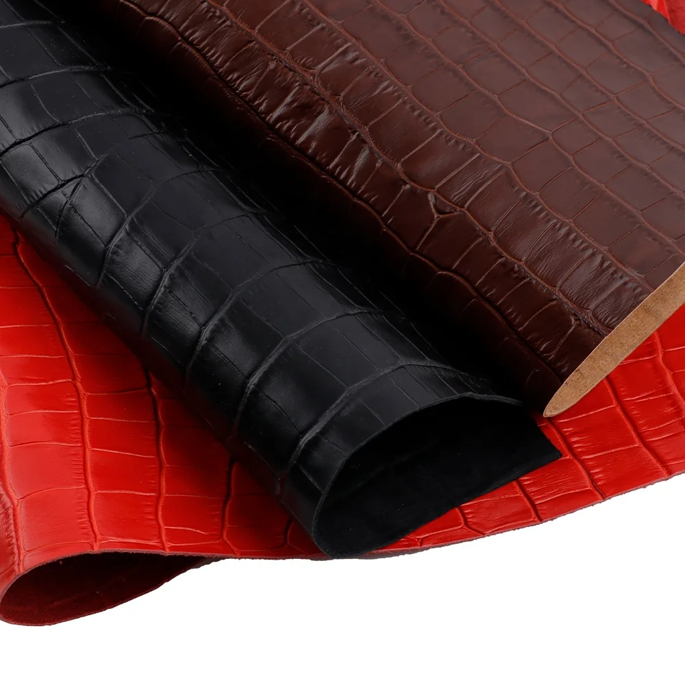 Верхние часы со специальной тисненой крокодиловой кожей средней глянцевой коровьей шкуры для ремней часов из