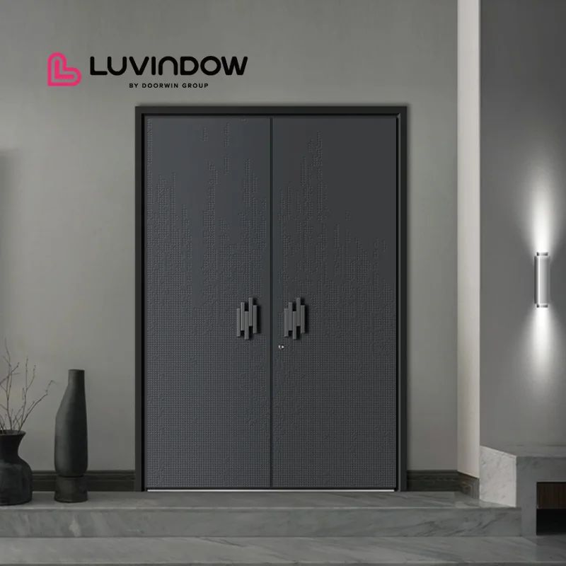 Custom Size Laminated Tempered Glass Hinged Aluminum Swing Glass Doors Casement Door Double Glazed Aluminum Patio Hinged Doors