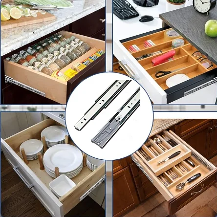 Fusaier 45mm soft closing drawer guide glides rails 3 fold full extension damper buffer hydraulic ball bearing telescopic slides