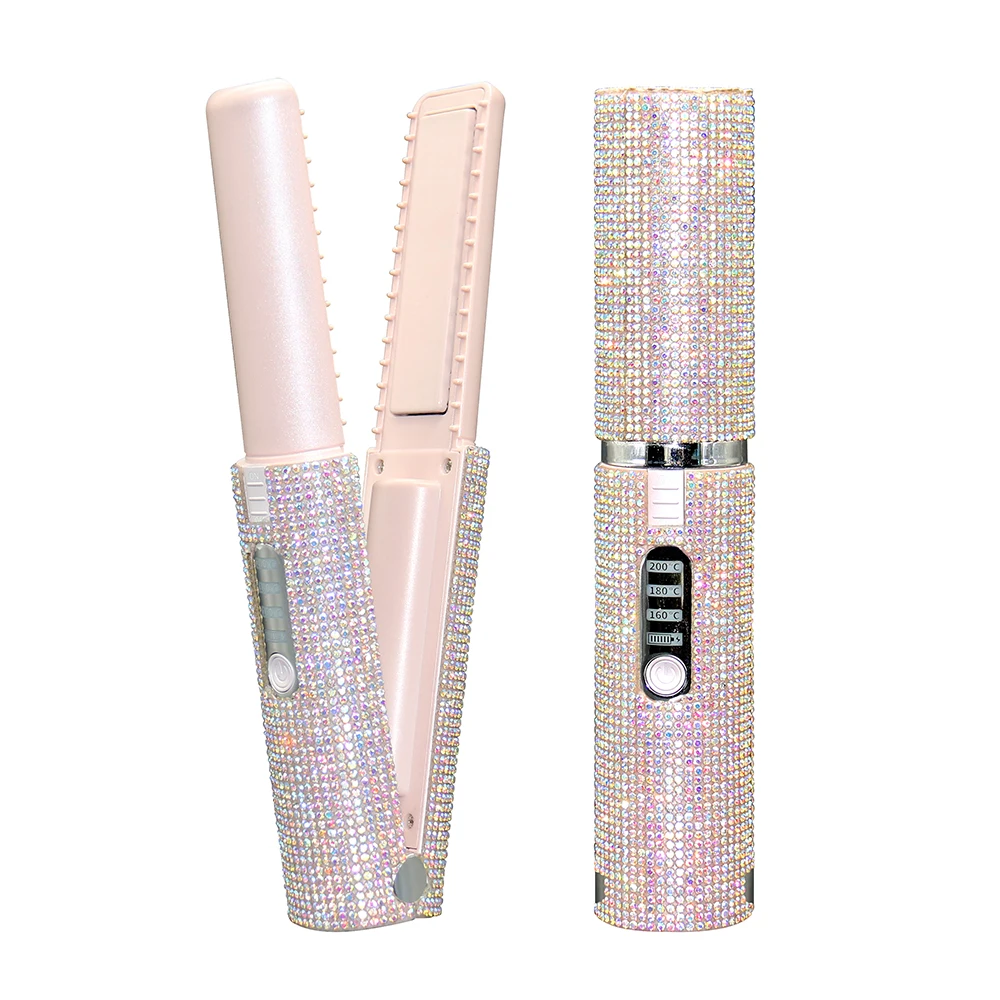 metal straightening machinery Salon infrared Electric fast Professional LCD Ionic titanium cordless hair straightener wireless