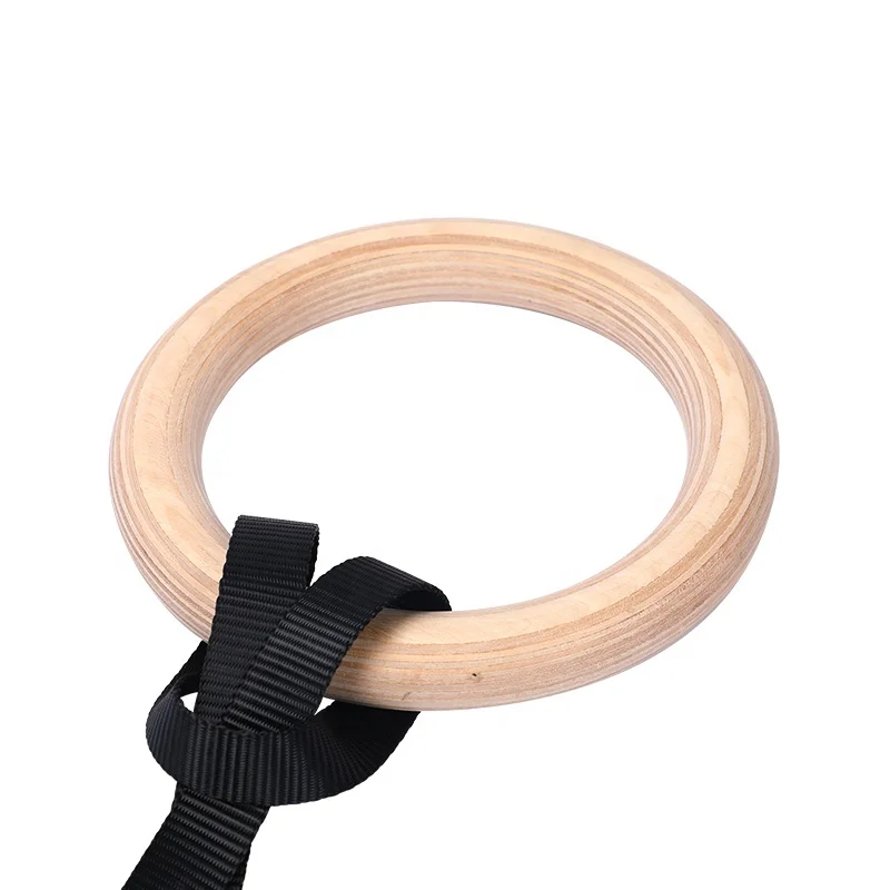 Factory Direct Sales Gymnastic Rings Fitness Equipment Wooden Gymnastic Rings with High Strength for Yoga Studio