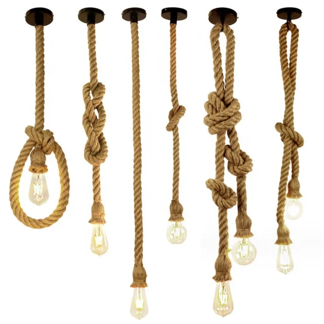 LED Vintage Hanging Edison Light Hanging Ceiling Decoration Pendant Light Twine Ceiling Lights