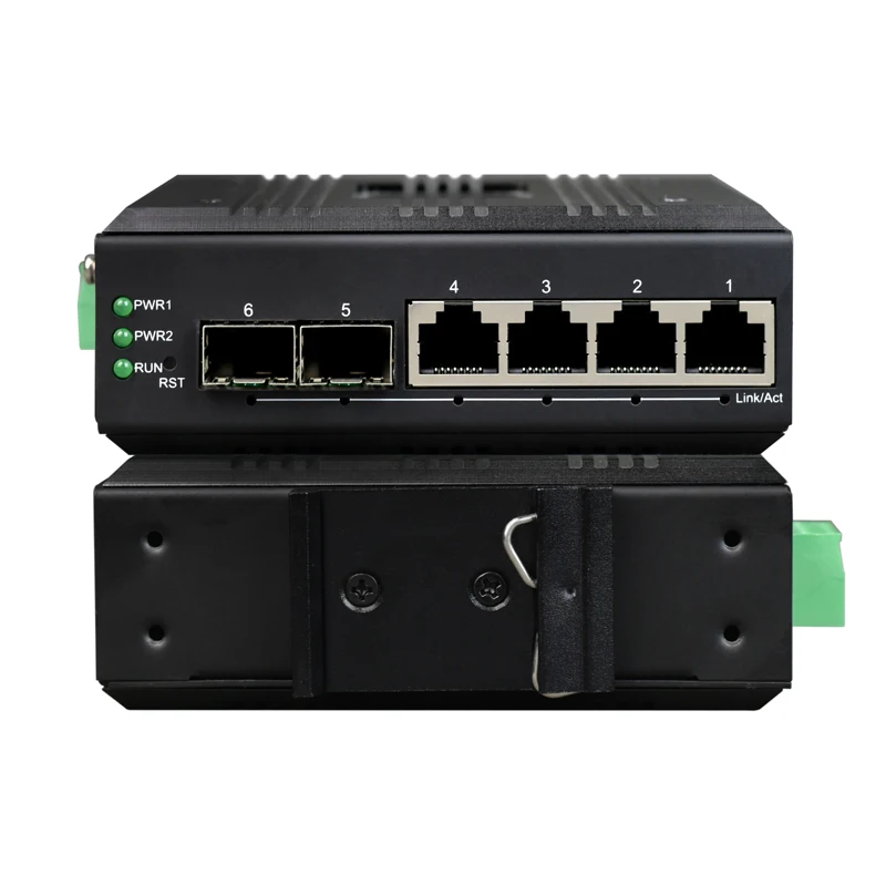 Mini Management Industrial Switch 4 Ports Gigabit Switch 2 Ge SFP Ethernet Switch With RSTP Ring Network