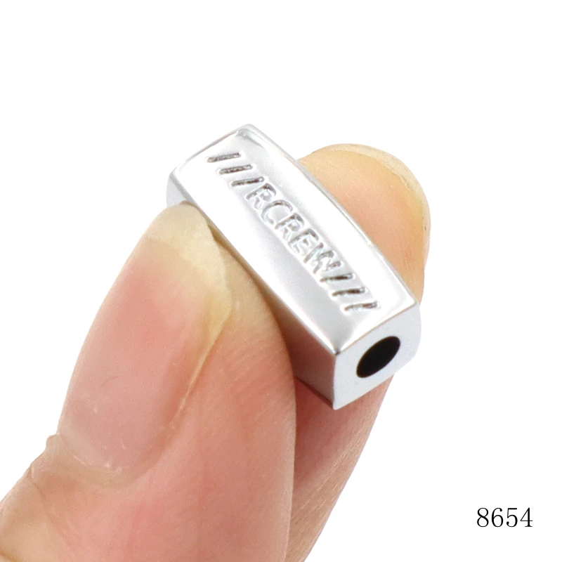 Wholesale Custom Engraved Zinc Alloy Bracelet Accessories Metal Rectangle Tube Beads for Jewelry Bag Parts & Accessories Logo