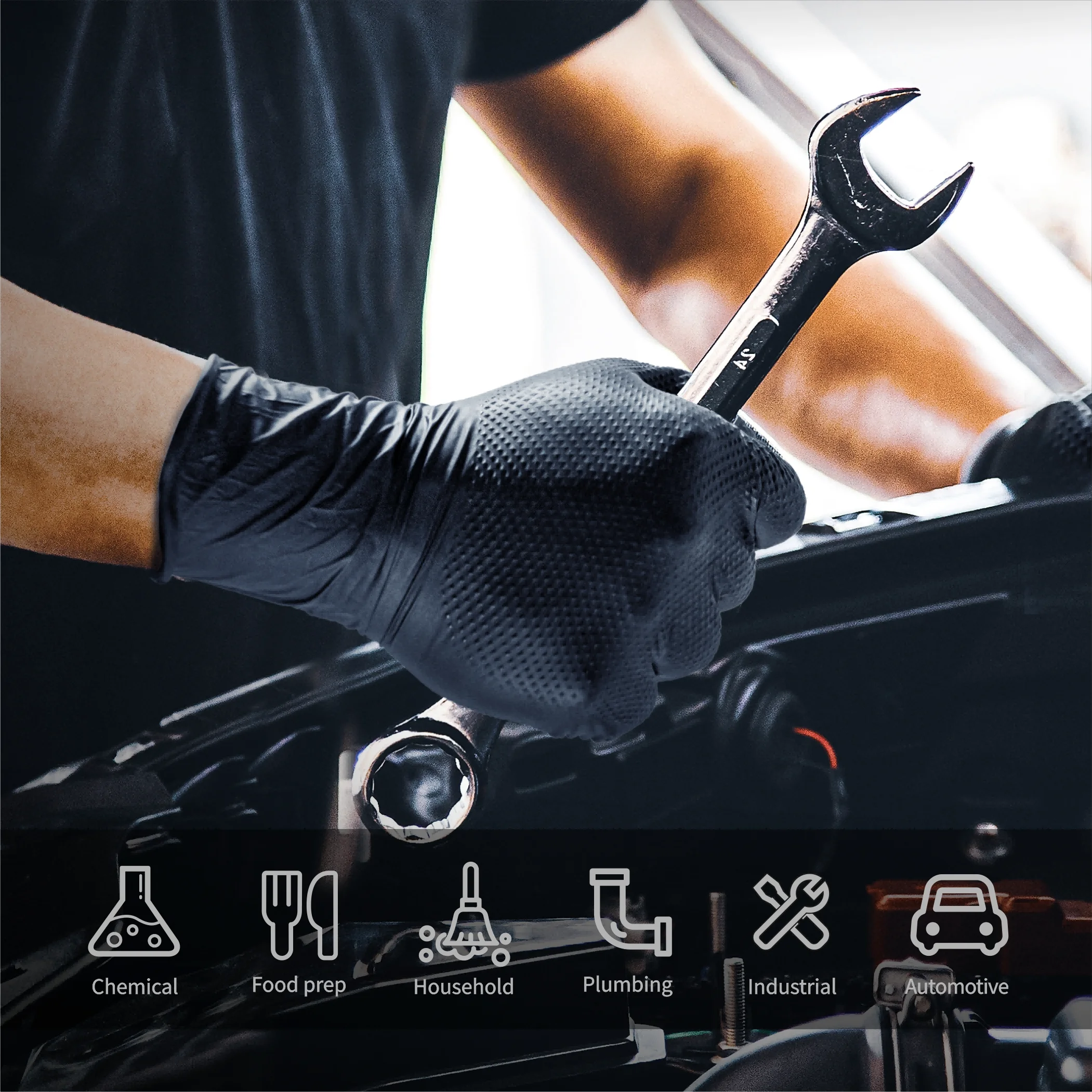 8Mil 10Mil Diamond Nitrile Gloves Kitchen Protective nitrle gloves for Industrial automobile repair