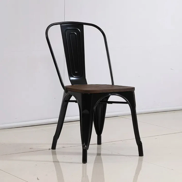 Factory wholesale iron chair Vintage color stackable outdoor metal backrest durable dining iron chair