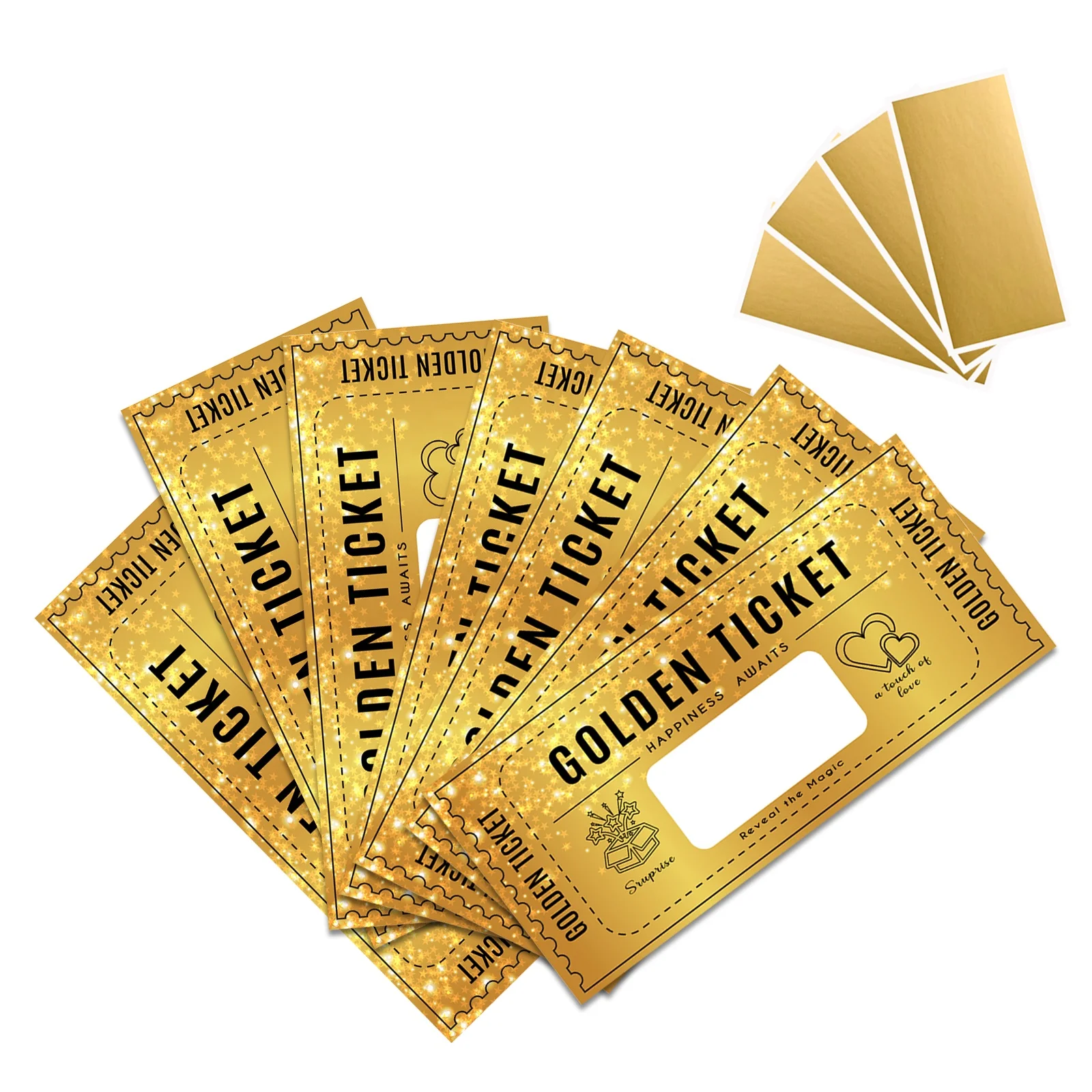 Custom Printing Gold Scratch off Label Surprise  Golden Card Ticket Lottery Voucher Paper Scratch Off Card