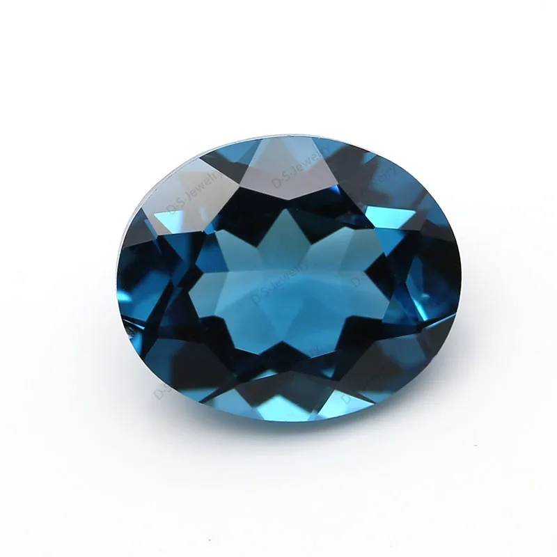 Custom Lab Grown Synthetic Nano Loose Stone 10x12 Oval Topaz London Blue Nanosital For Low Price