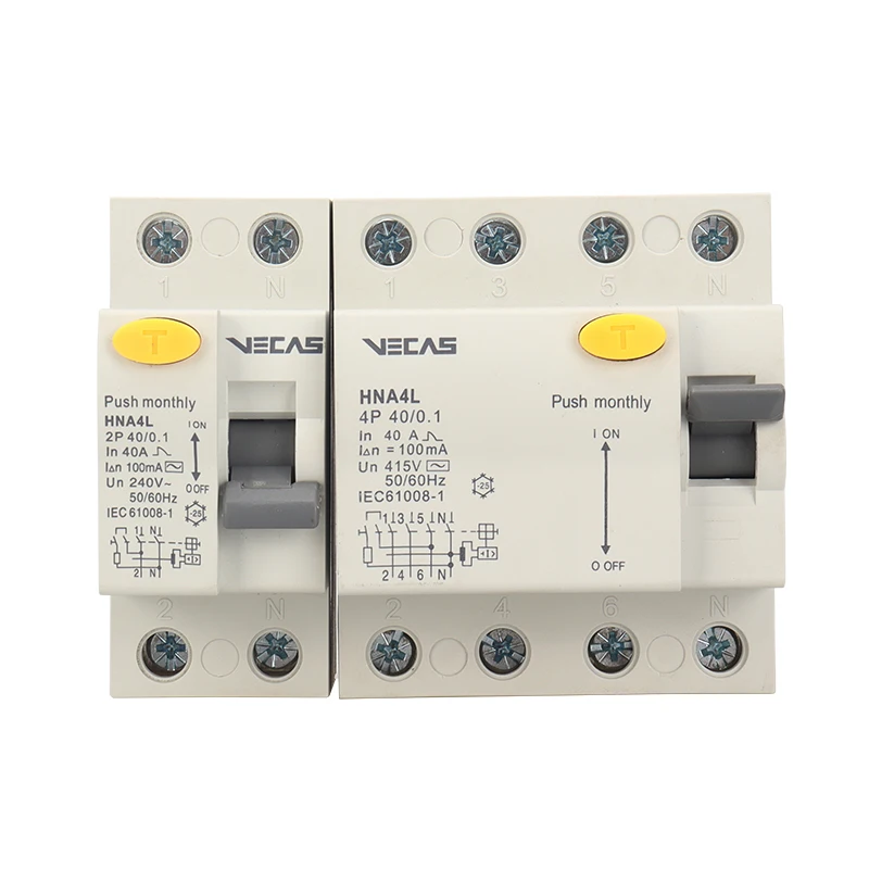 Vecas HNA4L Series Air Switch with Leakage Protection RCCB Breaker RCCB Price 63A 100ma Mini