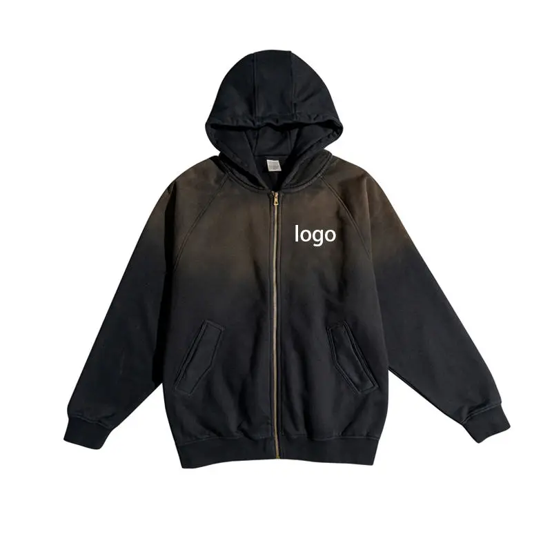 Custom faded acid washed hoodies thick heavyweight pullover hoodie vintage rock band distressed dtg print hoodie