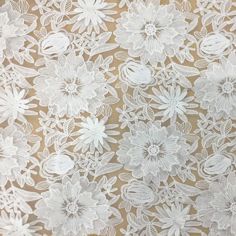 Fashion Women Embroidery 3D Flower Lace Fabric Beautiful Tulle Lace For Wedding Dress