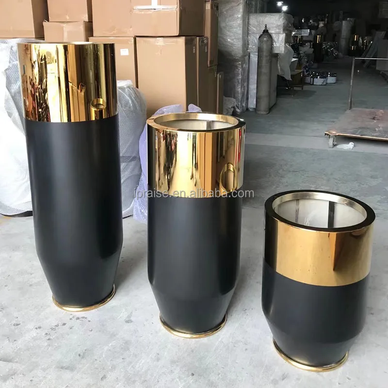 Wholesale indoor gold planter metal flower pots / large tall floor vases for home decor
