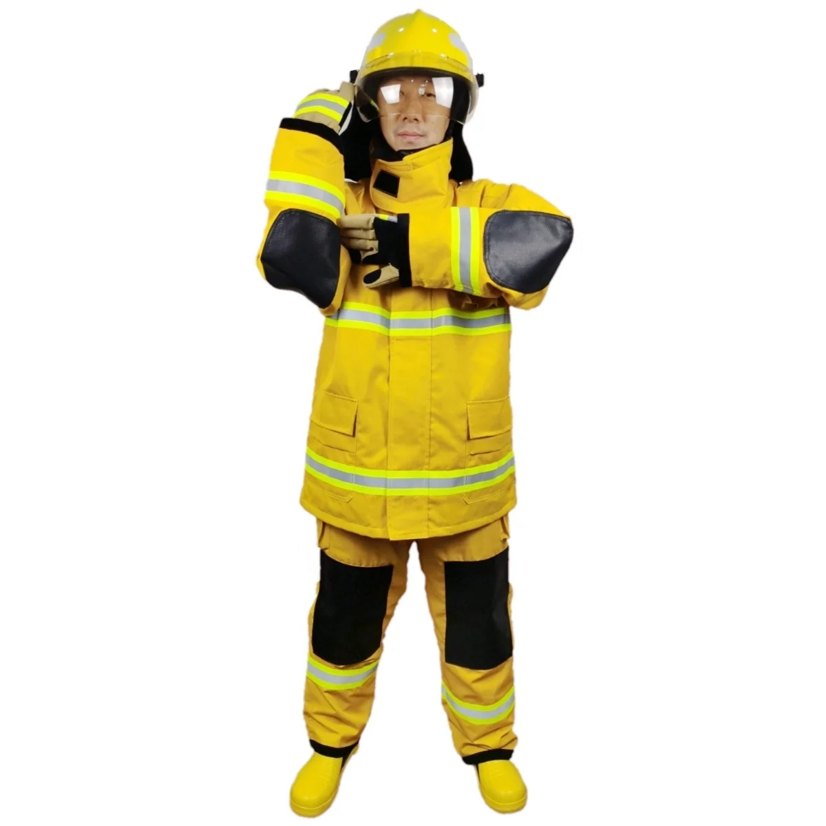 Extreme Protection EN 469 Khaki Dupont Nomex Rip Stop Detachable Inner Fire Fighter Fireman Fire Fighting Firefighter Suits