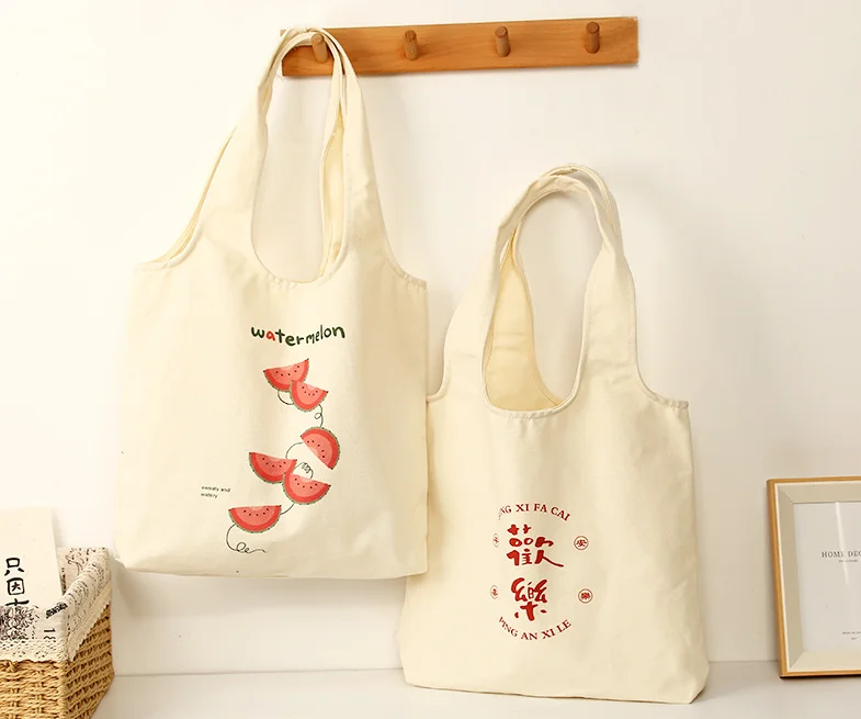 Custom Gifts Canvas Cosmetic Bag Zipper Logo Print Luxury Cotton Small Canvas Coin Bag Travel Makeup Bag Pencil