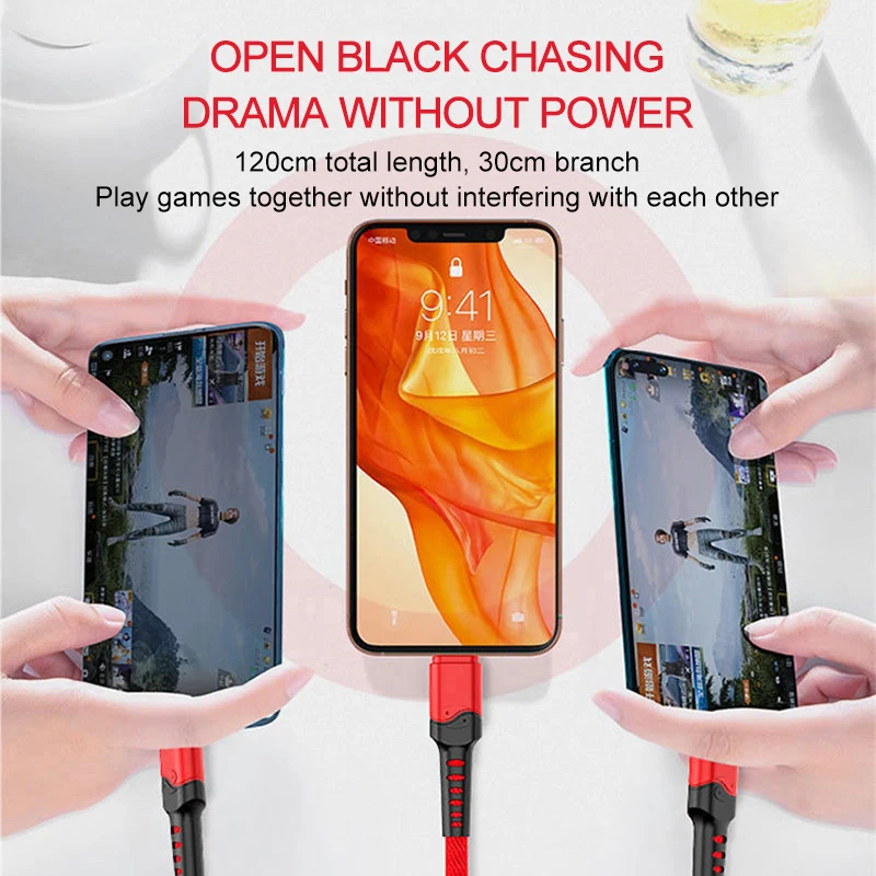 Nylon Braided All Copper Conductor Phone Multi Usb Data Type C Fast 3 In 1 Charging Cable