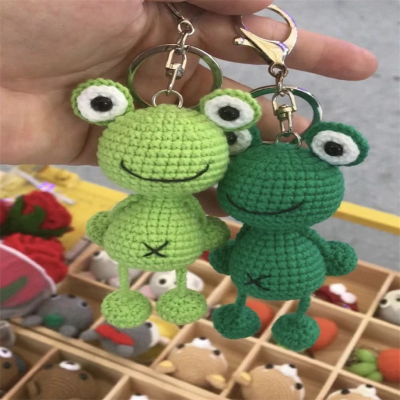 Funny Crochet Custom Amigurumi Little Animals Keychain Crochet Frog Crocheted Frog Keychain