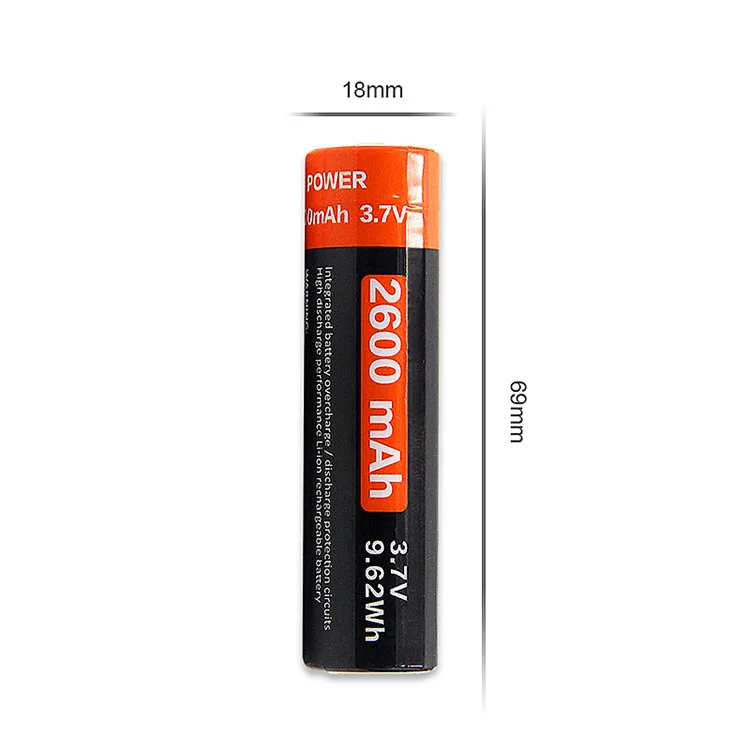  3 7 V ICR 18650 литий-ионный перезаряжаемый аккумулятор 2600mAh с Micro USB зарядным
