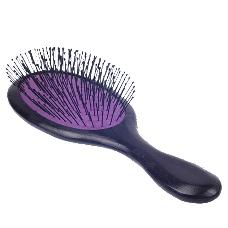 EUREKA Rubber Wood 0.7mm Nylon Pin Hair Brush Detangling Wooden Hair Comb Massage Scalp Air Paddle Hair Brush
