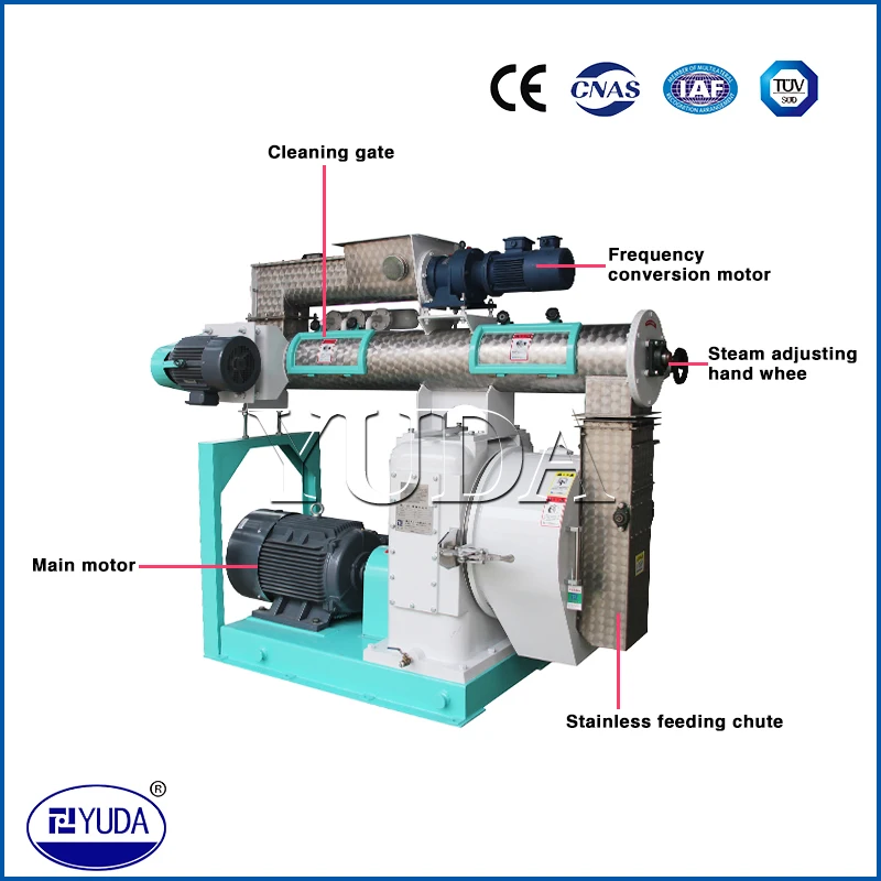 YUDA Chicken Feed Production Line Granulator Machine 55KW Animal Feed Pellet Making Machine For Livestock Feed