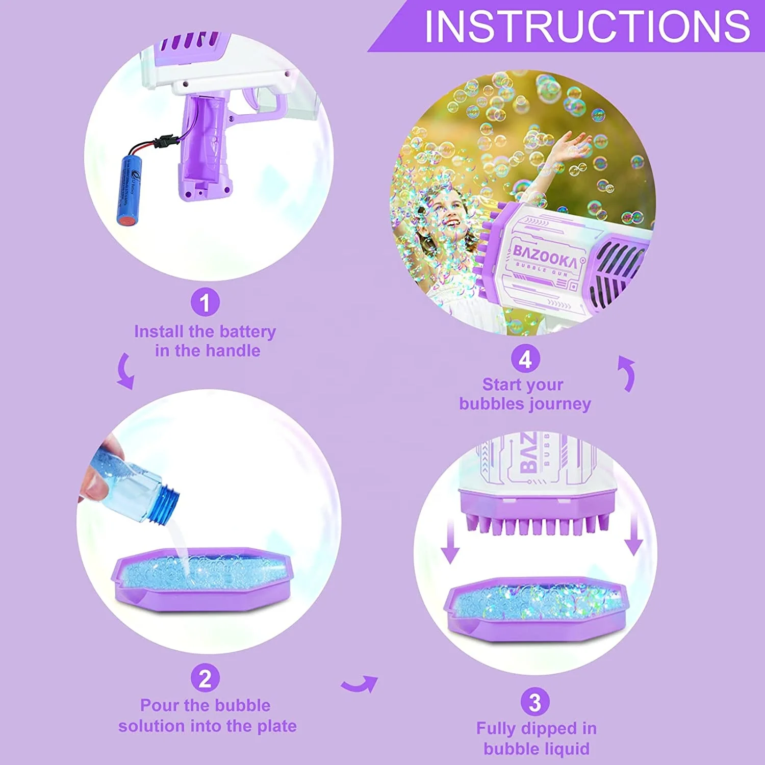 69 Holes Bubble Machine Gun with Lights/Bubble Solution for Adults Kids Summer Toy Bubble Maker