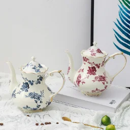 European Ceramic Flower Tea Pot And Retro Rose Afternoon Tea Coffee Cup With Saucer Set