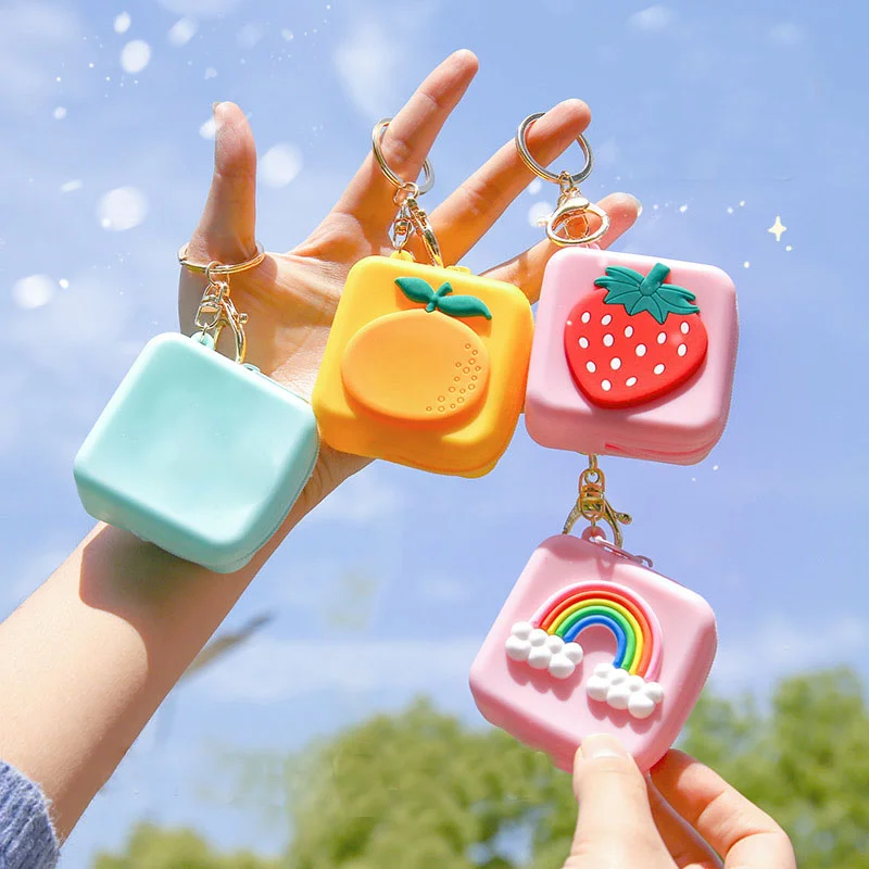 Girls Mini Headset Earphone Bag Purse Case Kid Gift Animal Cute Coin Wallet Cartoon silicone keychain bags kids