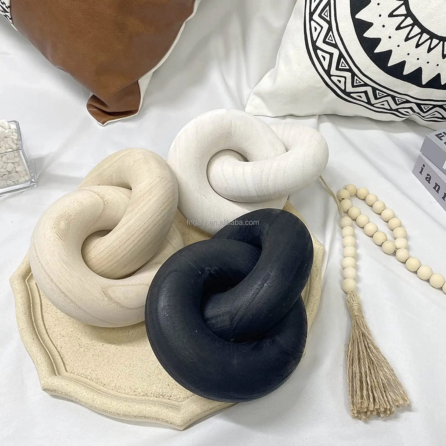 2 шт кисточки с деревянной звено цепи декором из бисера Гирлянда набор деревянными шарик ссылка резной деревянный декор стен дом молитвы декоративный