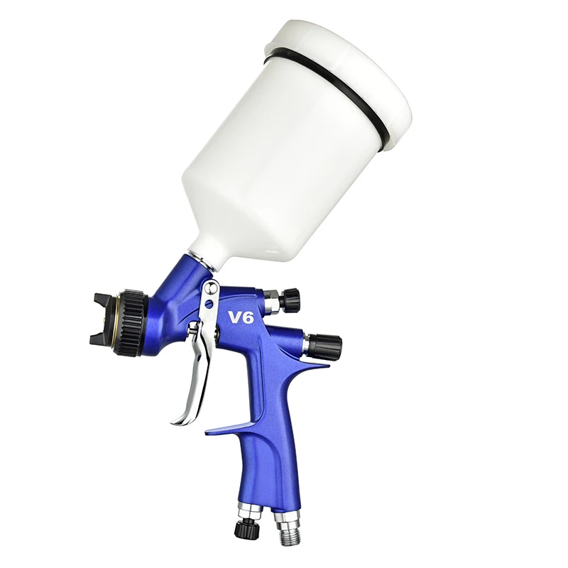 WZAUTO Hot Selling HVLP V6 600ml Large Capacity Cup 1.3mm Nozzle Top-coat Gravity Feed Paint Spray Guns For Car Painting Sprayer