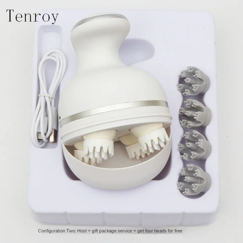 Rechargeable 4 Heads With 28 Nodes Soft Vibration Comb Scalp Massage Handheld Hair Massager