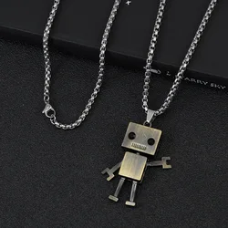 LOYALTY Limbs Movable Robot Old Vintage Necklace Titanium Steel Hip Hop Personality Pendant