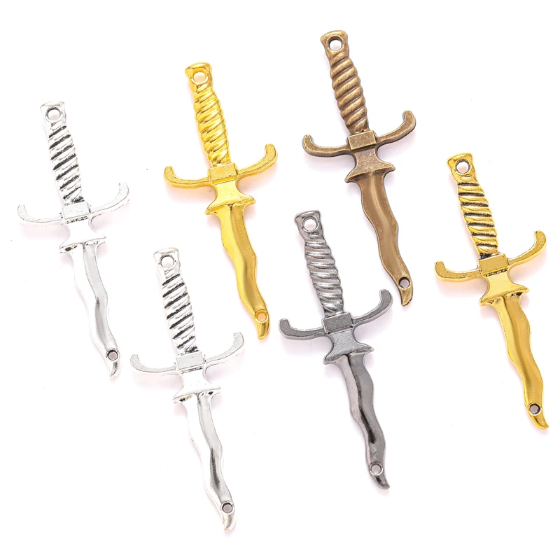 5 colors Sword Blade Connector Serpentine Dagger Charms Fit Bracelet necklace Pendant DIY Jewelry Making 40*16mm M100