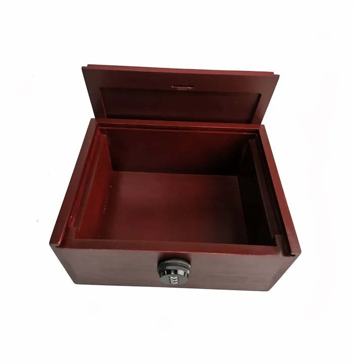 Luxury wooden bamboo smell proof weed portable stash box with magnetic rotating lid lock