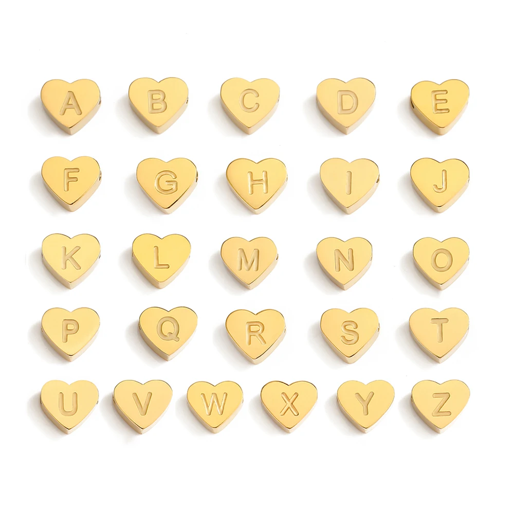 Wholesale INS Popular Titanium Stainless Steel  Jewelry Love Heart Shape a to z  Letter Initial Capital Alphabet Charms