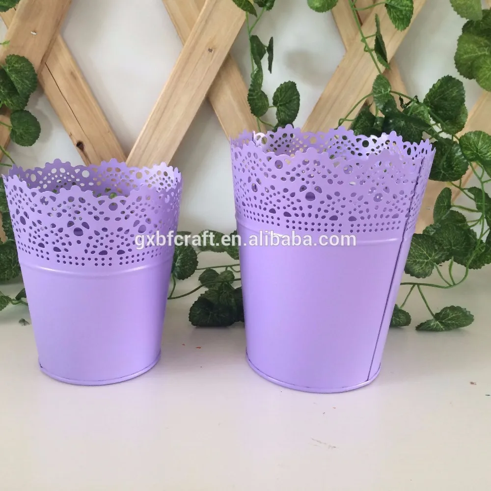 2020 New Design home garden balcony outdoor patio plant pot metal lace flower pot  galvanized planters decor factory supplier