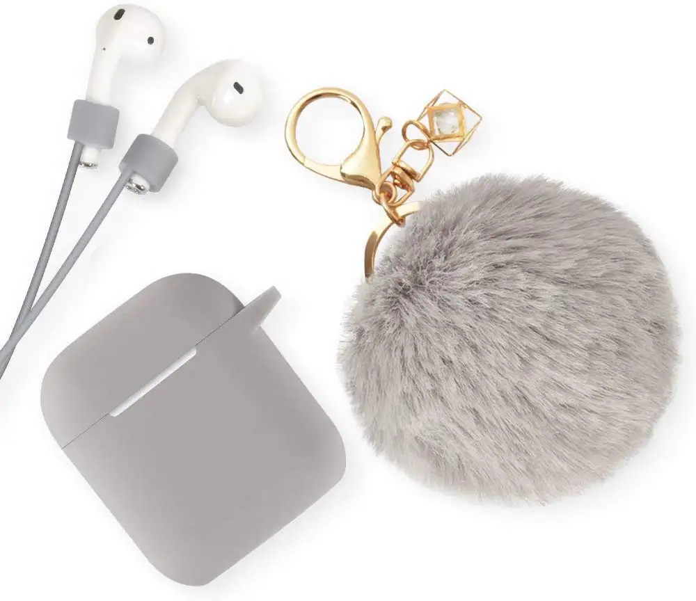 Лидер продаж чехол на заказ для apple airpods милый с меховым шариком и брелоком Airpods