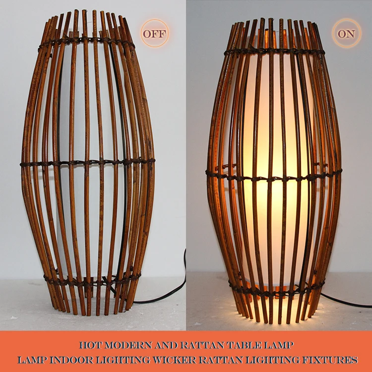 
hot sale modern with rattan table lamp desk lamp for indoor light lamps wicker rattan lighting fixture lights for home 