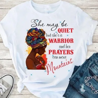 Fashion God says you are black girl is beautiful Magic T Shirt Women Graphic T-shirts White Oversized Tshirts Tops