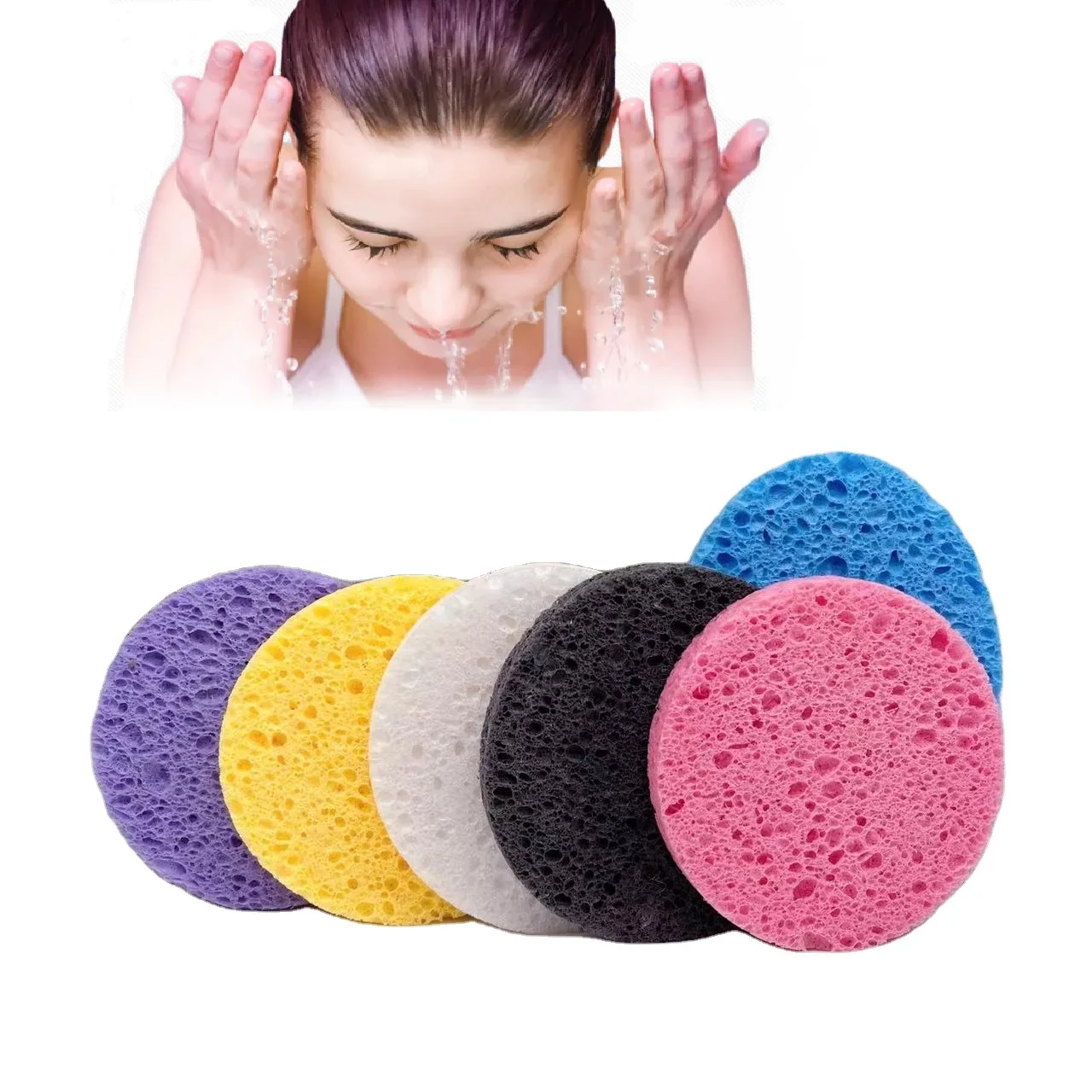 50pcs Compressed Cellulose Facial Sponge For Deep Facial Cleansing Exfoliating Facial SPA Massage
