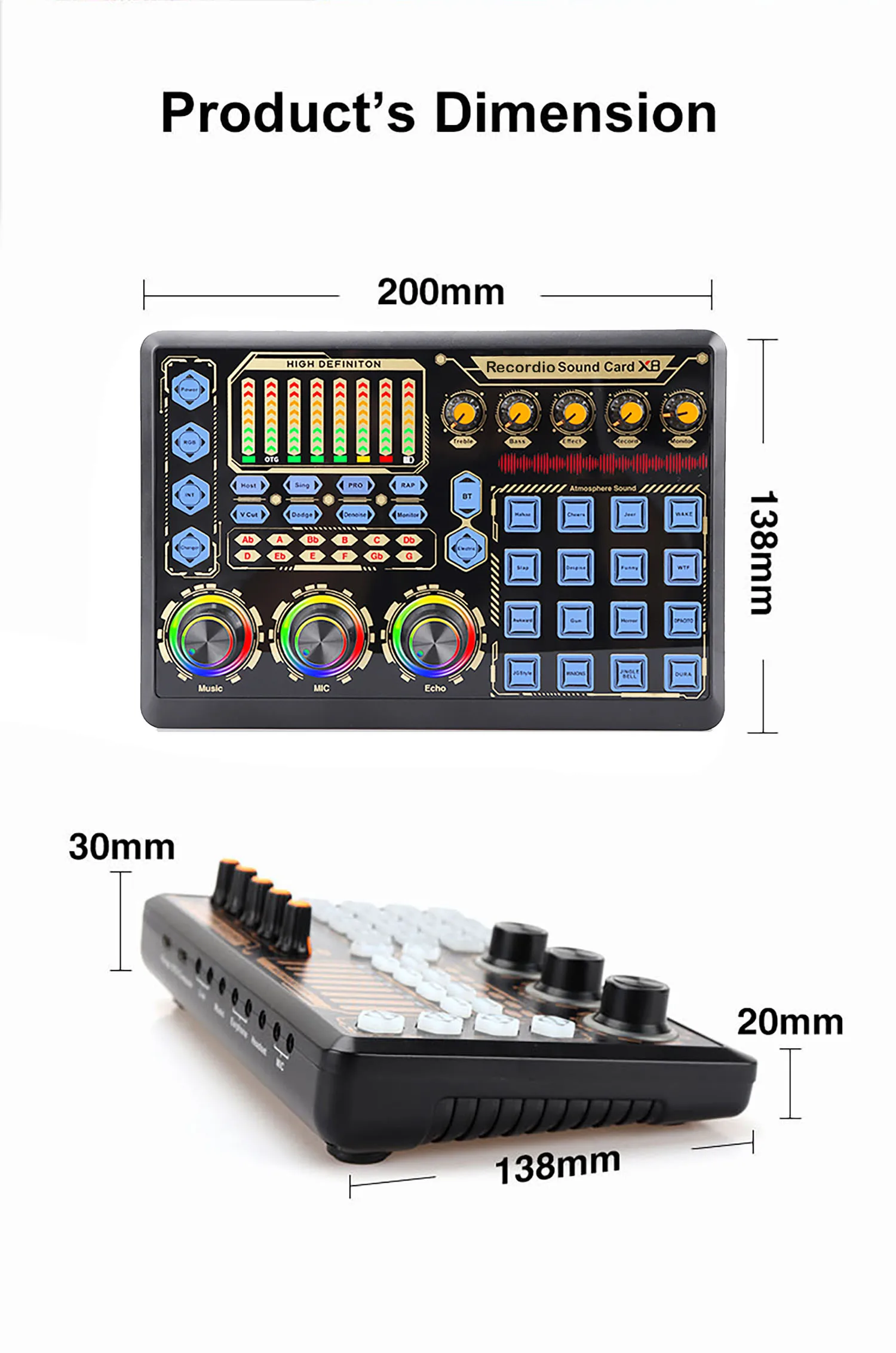 X8 SoundCard Live Broadcast professional studio recording karaoke audio interface External usb sound card