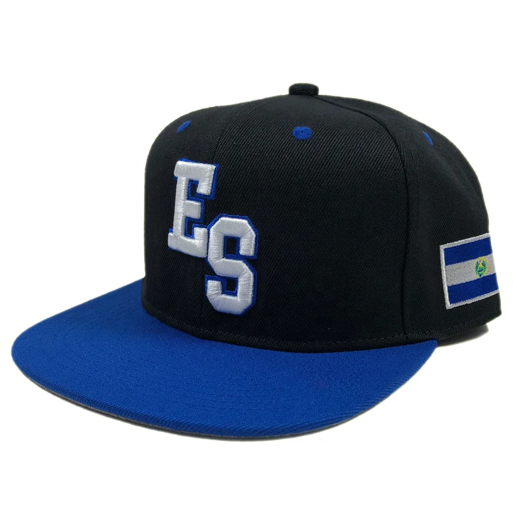 OEM hip hop classic acrylic fashion unisex colorful flat brim snapback hat custom 3D embroidery logo flag design two tone cap