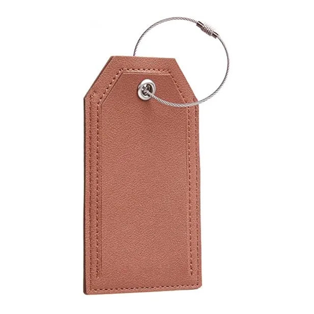 Custom Logo High Quality Vegan Leather Luggage Tags with Full Back Privacy Cover Steel Loops Supplier