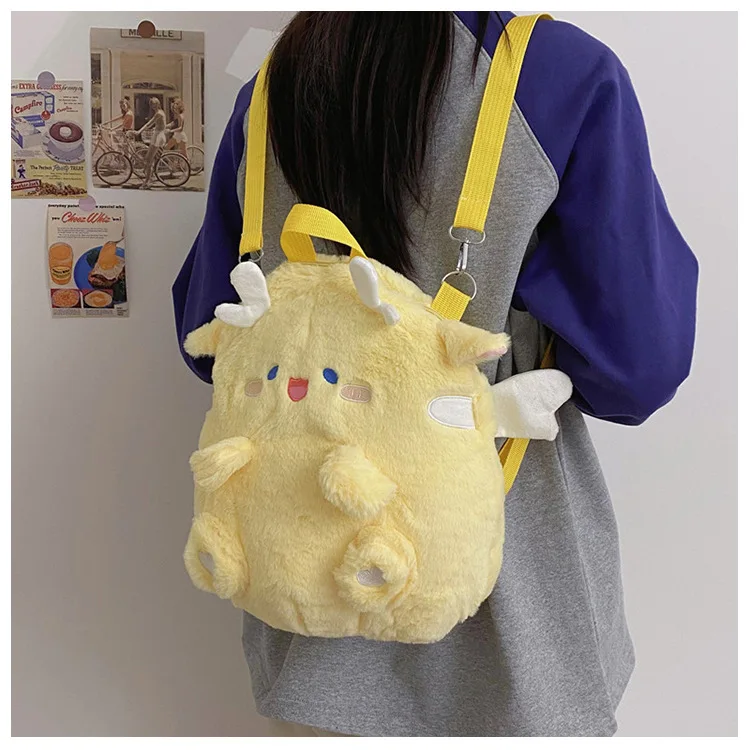 Cross-border supply small fresh super cute cartoon plush bag 2024 new cute squat squat dragon women backpack