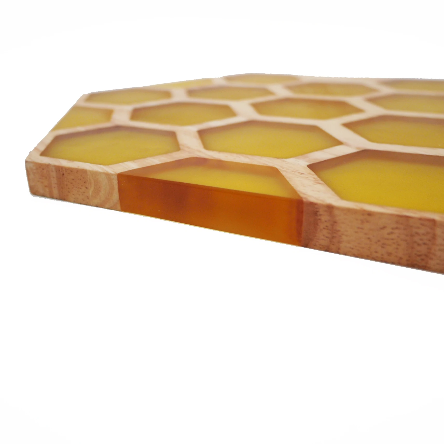 Home Decoration Hexagon Cheese Board Epoxy Resin Honeycomb Wooden Cutting Board