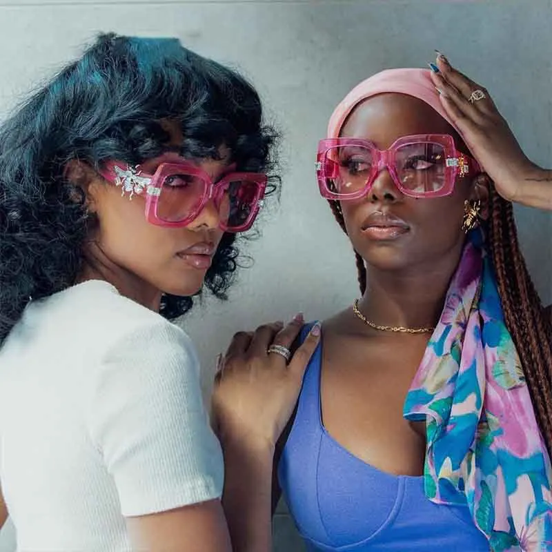 luxury high quality big square oversized bee bling rhinestone diamond women men shades sun glasses sunglasses 2022