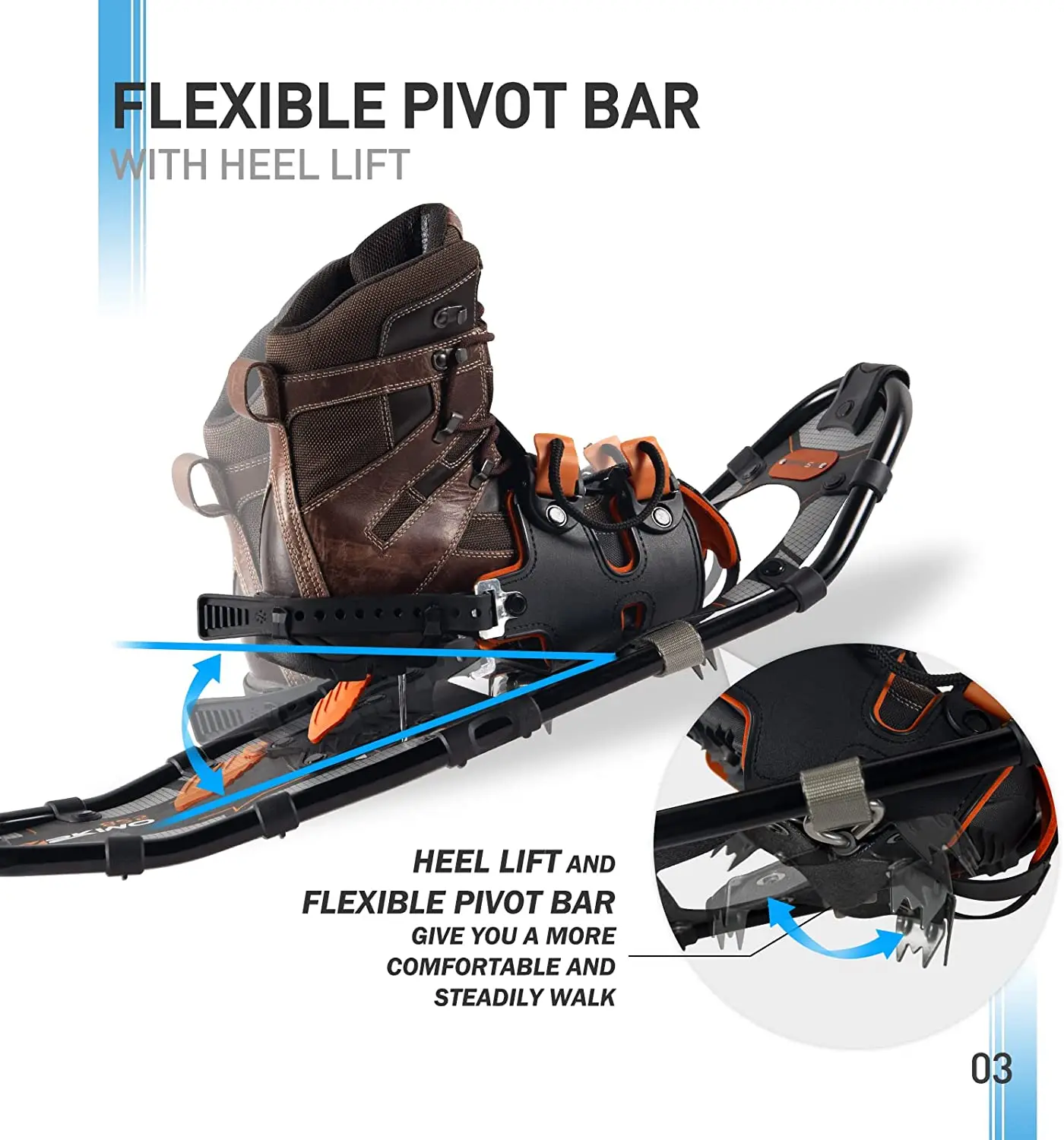 Anti slip Aluminum All Terrain Mountain Foam Padded One-pull Binding Hiking Snowshoes