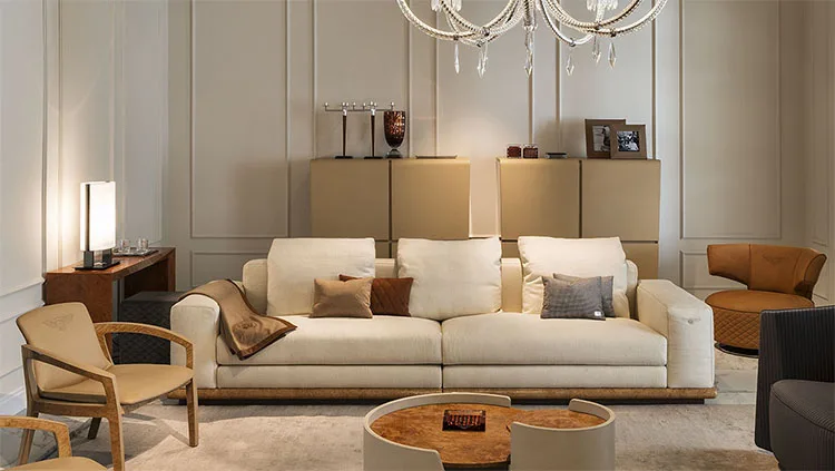 Italian Bently  Living Room Sofa Design Velvet or Leather Sofa