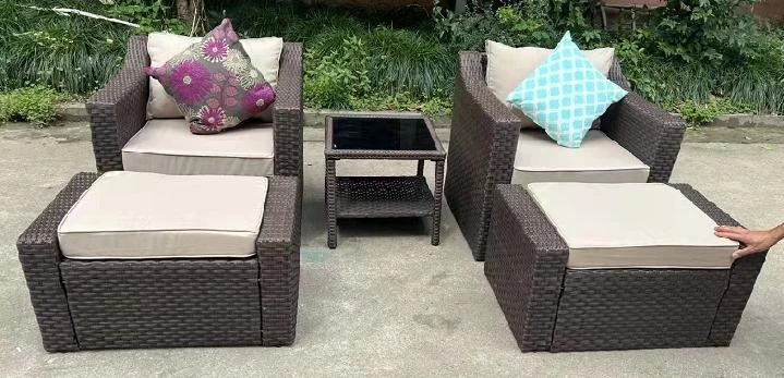 5pcs bistro set Outdoor Wicker Furniture Sets Aluminum Garden Sofa Lounge Sunbed In Stock