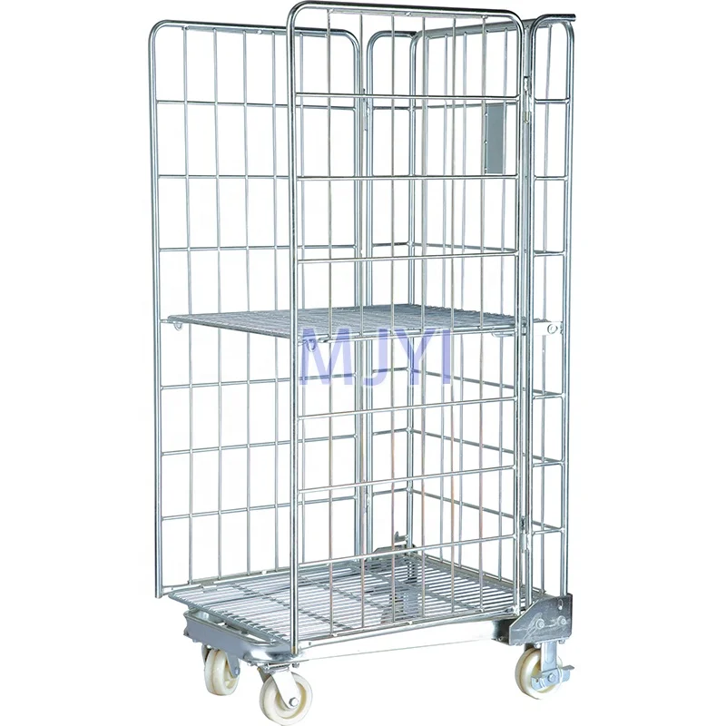 Heavy Duty Roll Cage Container Cargo Transport Trolley With