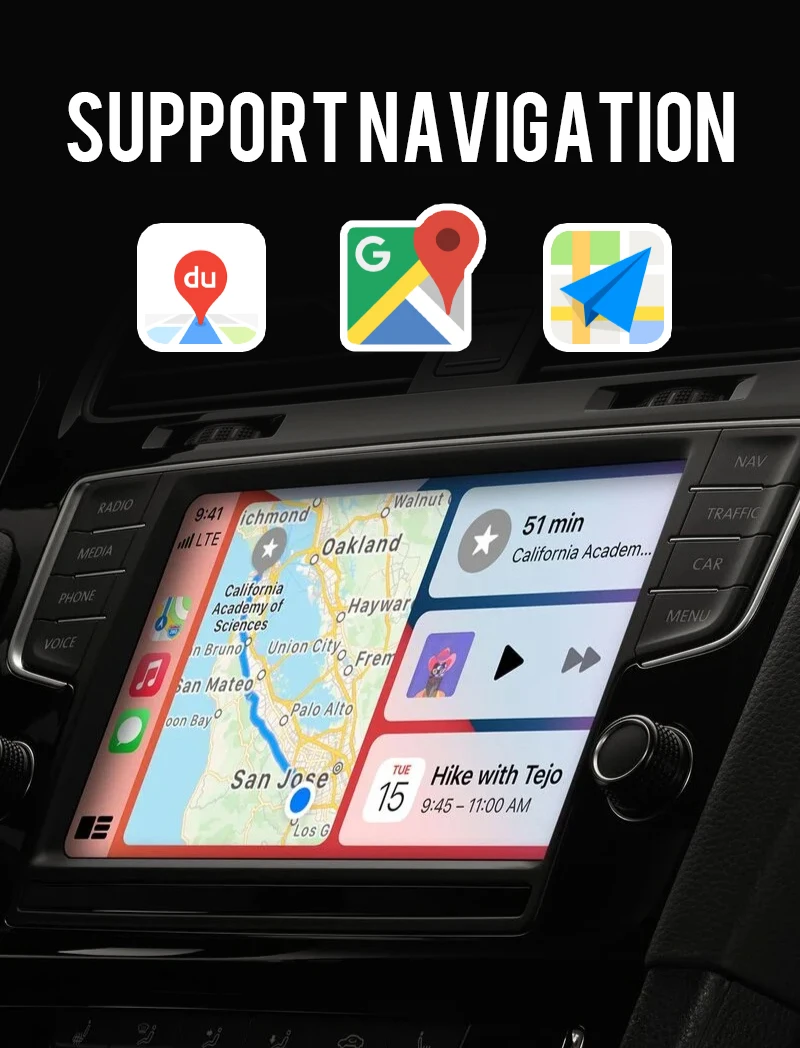 New Arrival Smart 2-IN-1 Wireless CarPlay & Android Auto Carplay Adapter for iOS 10/+ iPhone 6/+ Android 11/+ Apple