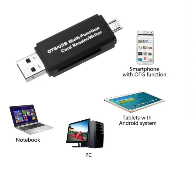 Custom Logo Usb 2.0 Multi Function Card Writer Type C Micro Usb Otg Adapter Sd Tf Card Reader Flash Drive For iPhone